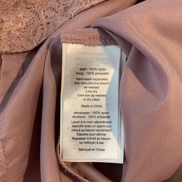 New! David’s Bridal Rose Gold Metallic V-Neck Sheath Cocktail Dress with Straps - Picture 8 of 16